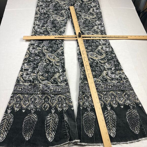 Free People New Delhi Border Flare Corduroy Pants Paisley Boho Gypsy Festival 27 - Picture 4 of 13